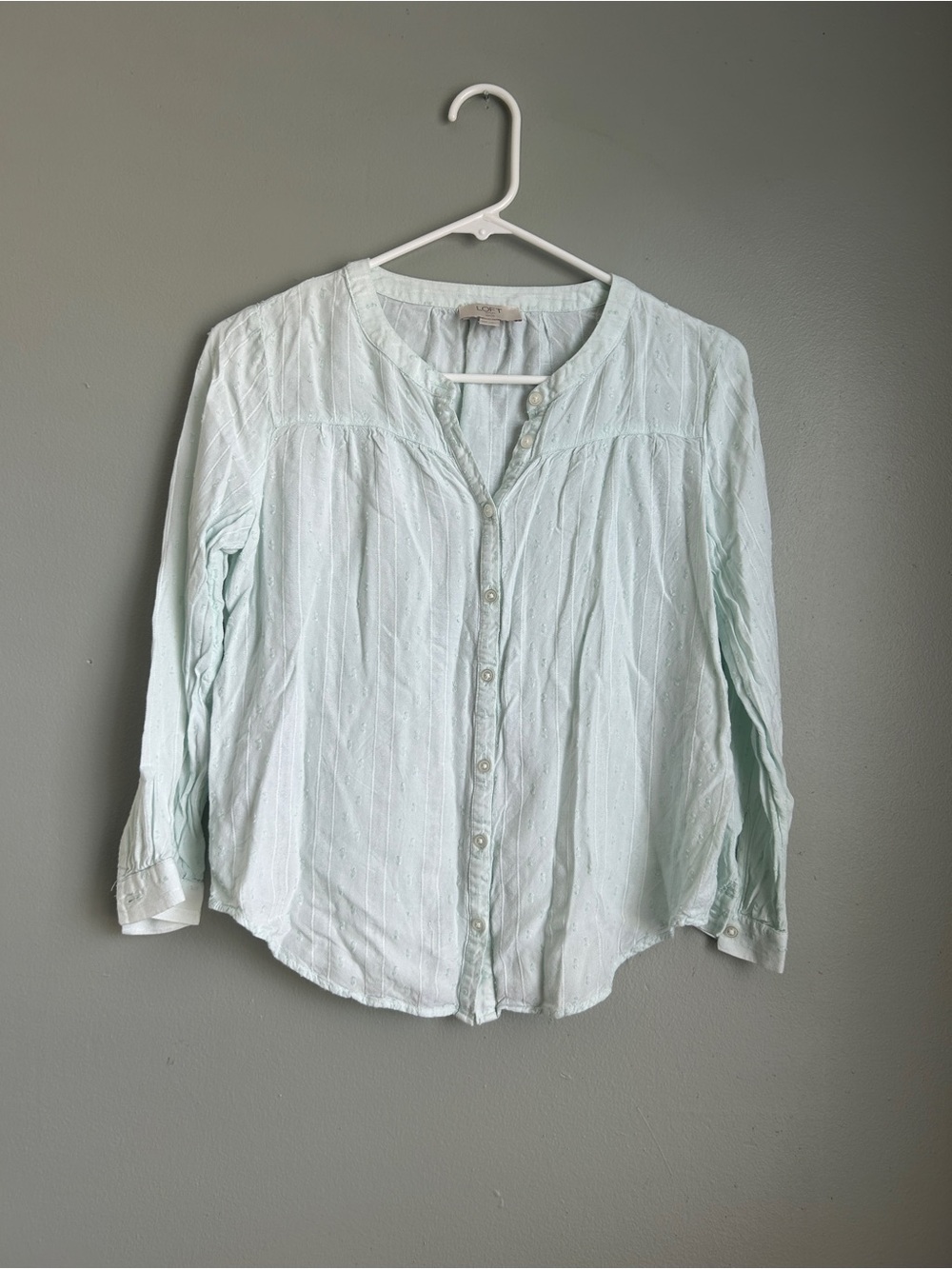 LOFT Mint Green Button-Front Blouse